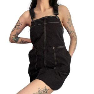 like new urban outfitters black contrast stitch overall dress